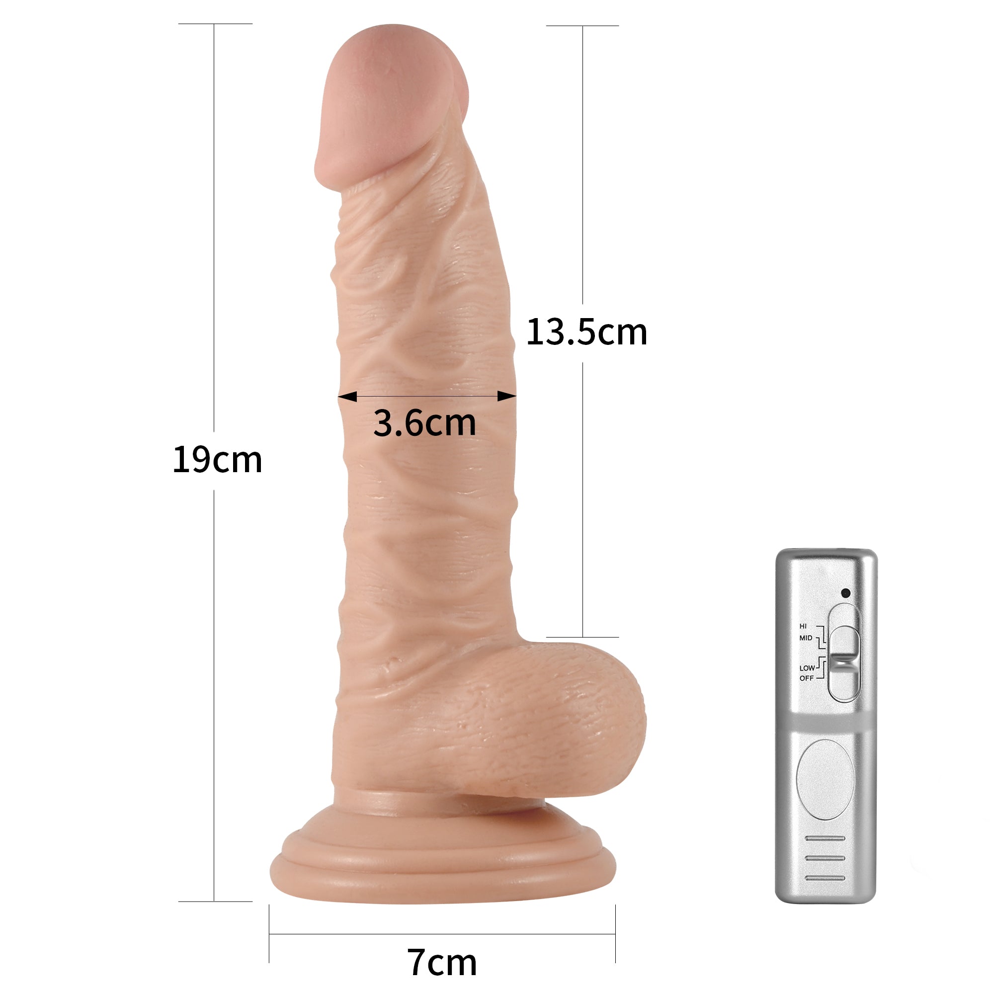 Dildo Realista Vibrador Con Control 19 x 3,6 CM