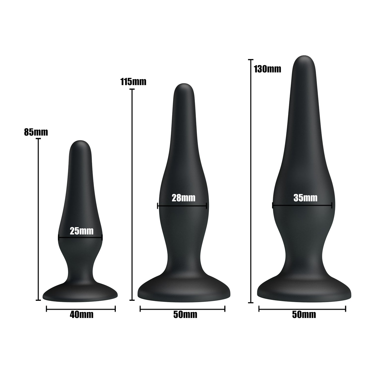 Kit de 3 Plugs Anales con Ventosa - Trio